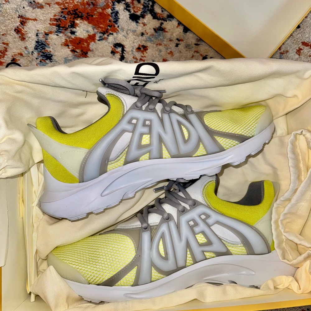 Fendi Yellow and Gray Sneakers